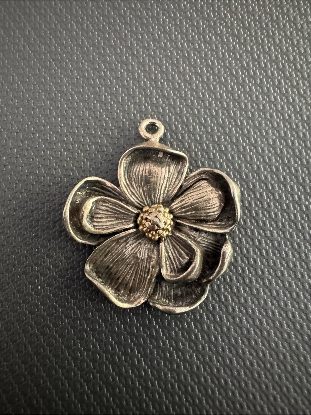 Vintage-Inspired Black Flower Pendant Necklace Stamped 925